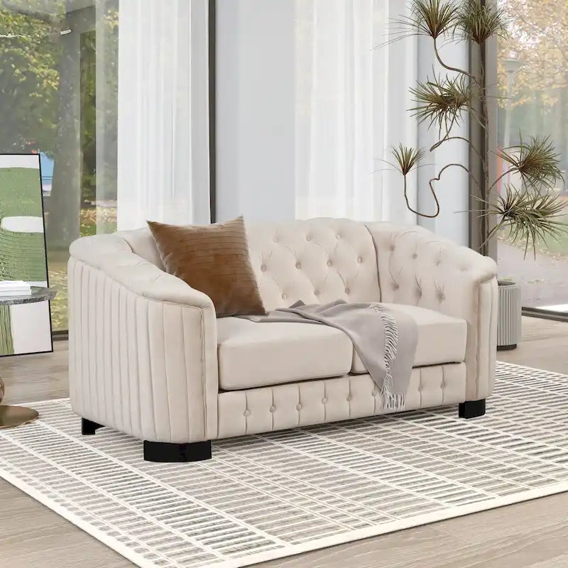 64.3 samtbezogenes Zweisitzersofa, modernes Loveseat mit dicker abnehmbarer Sitzauflage, 2-Personen-Sofa