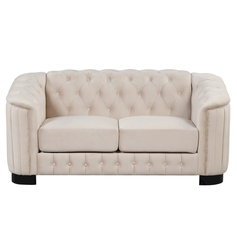 64.3 samtbezogenes Zweisitzersofa, modernes Loveseat mit dicker abnehmbarer Sitzauflage, 2-Personen-Sofa