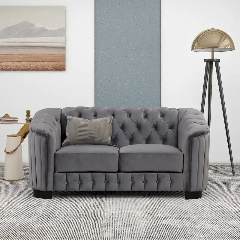 64.3 samtbezogenes Zweisitzersofa, modernes Loveseat mit dicker abnehmbarer Sitzauflage, 2-Personen-Sofa