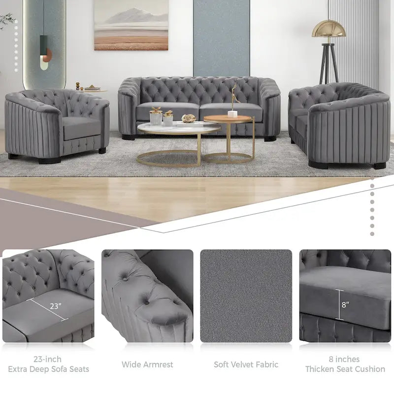 64.3 samtbezogenes Zweisitzersofa, modernes Loveseat mit dicker abnehmbarer Sitzauflage, 2-Personen-Sofa