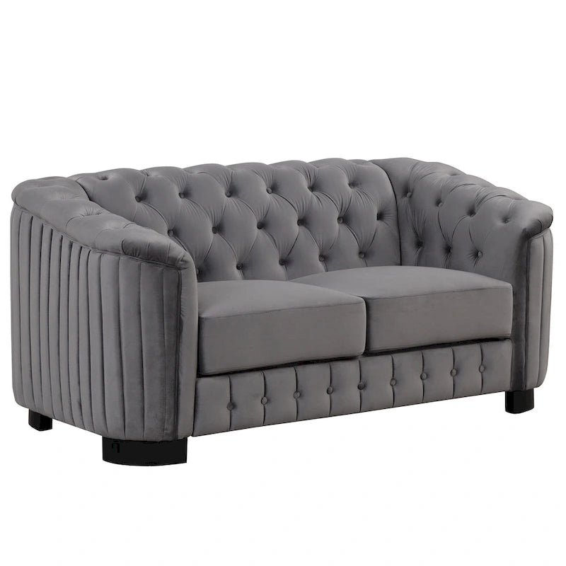 64.3 samtbezogenes Zweisitzersofa, modernes Loveseat mit dicker abnehmbarer Sitzauflage, 2-Personen-Sofa
