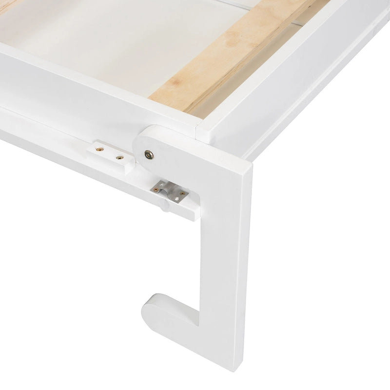 Schrankbett mit Kleiderschrank, Schubladen, LED-Beleuchtung und Schreibtisch