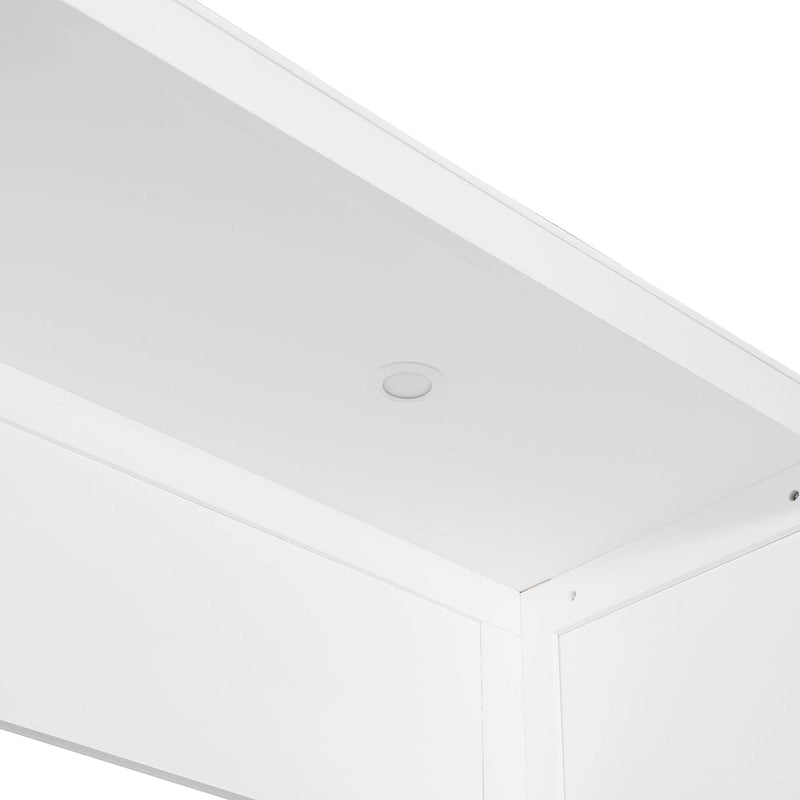 Schrankbett mit Kleiderschrank, Schubladen, LED-Beleuchtung und Schreibtisch