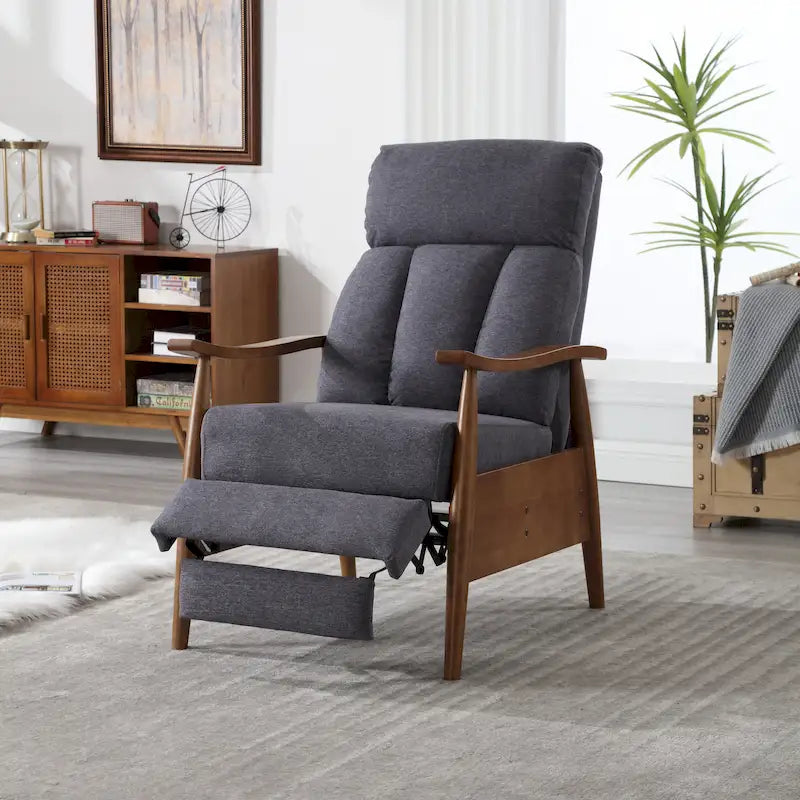 Relaxsessel aus PU-Leder, Akzentsessel aus Massivholz für das Wohnzimmer