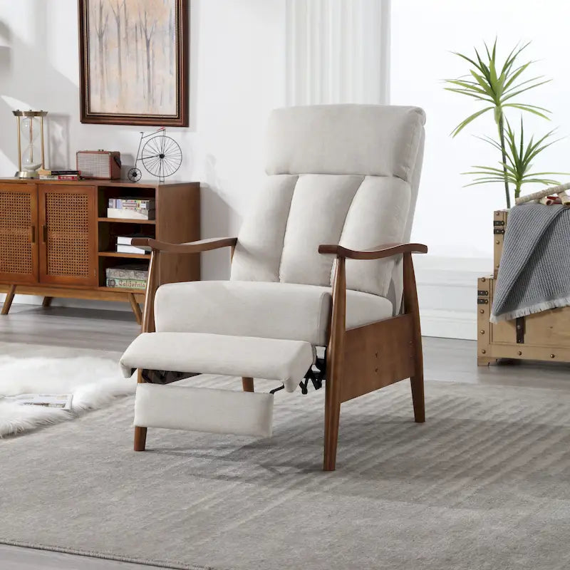Relaxsessel aus PU-Leder, Akzentsessel aus Massivholz für das Wohnzimmer