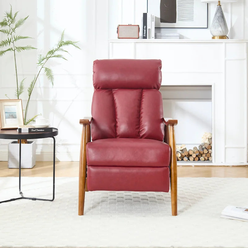 Relaxsessel aus PU-Leder, Akzentsessel aus Massivholz für das Wohnzimmer