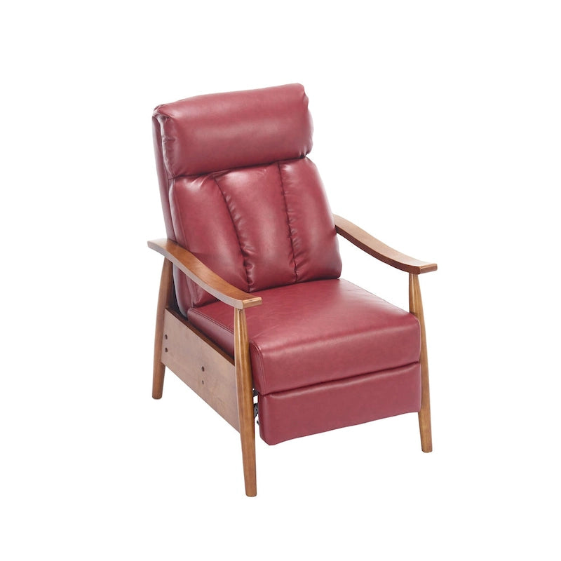 PU Leather Recliner Chair,Living Room Solid Wood Accent Chair