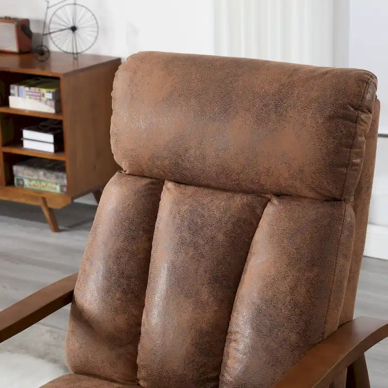 PU Leather Recliner Chair,Living Room Solid Wood Accent Chair