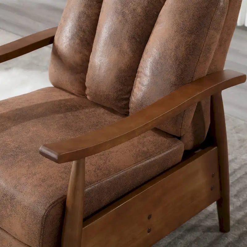 PU Leather Recliner Chair,Living Room Solid Wood Accent Chair