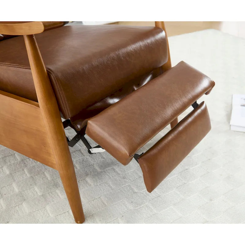 PU Leather Recliner Chair,Living Room Solid Wood Accent Chair