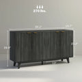 Geriffeltes Sideboard, Buffetschrank, 55 Zoll moderner Akzentschrank mit 4 Türen, 2 verstellbaren Einlegeböden und 5 Holzbeinen