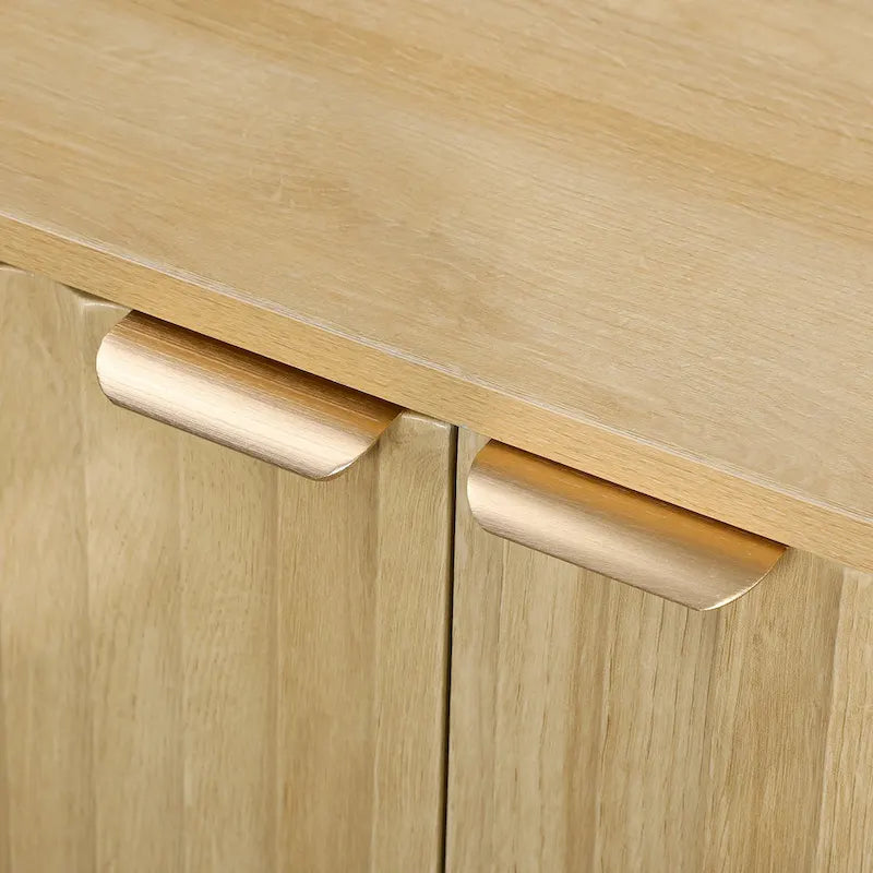 Geriffeltes Sideboard, Buffetschrank, 55 Zoll moderner Akzentschrank mit 4 Türen, 2 verstellbaren Einlegeböden und 5 Holzbeinen