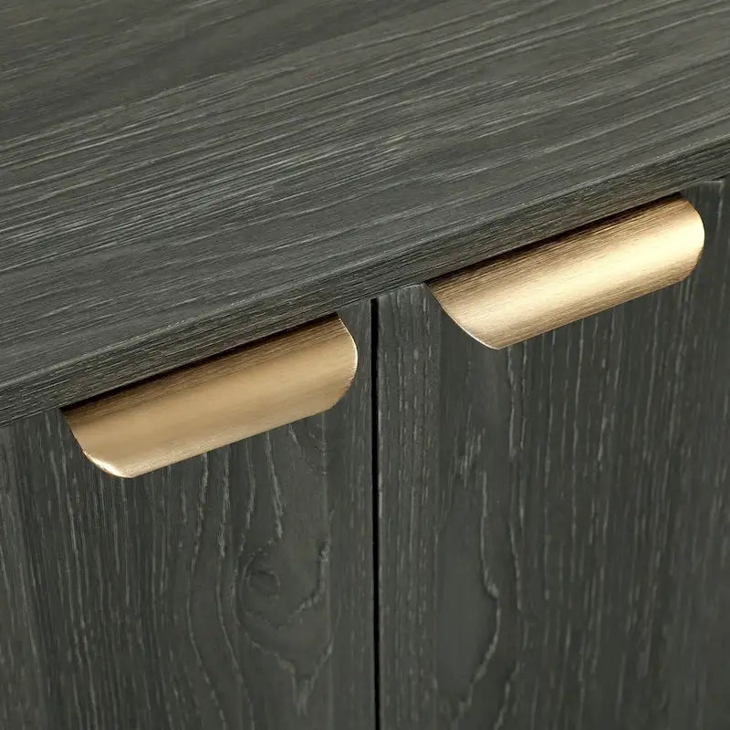Geriffeltes Sideboard, Buffetschrank, 55 Zoll moderner Akzentschrank mit 4 Türen, 2 verstellbaren Einlegeböden und 5 Holzbeinen
