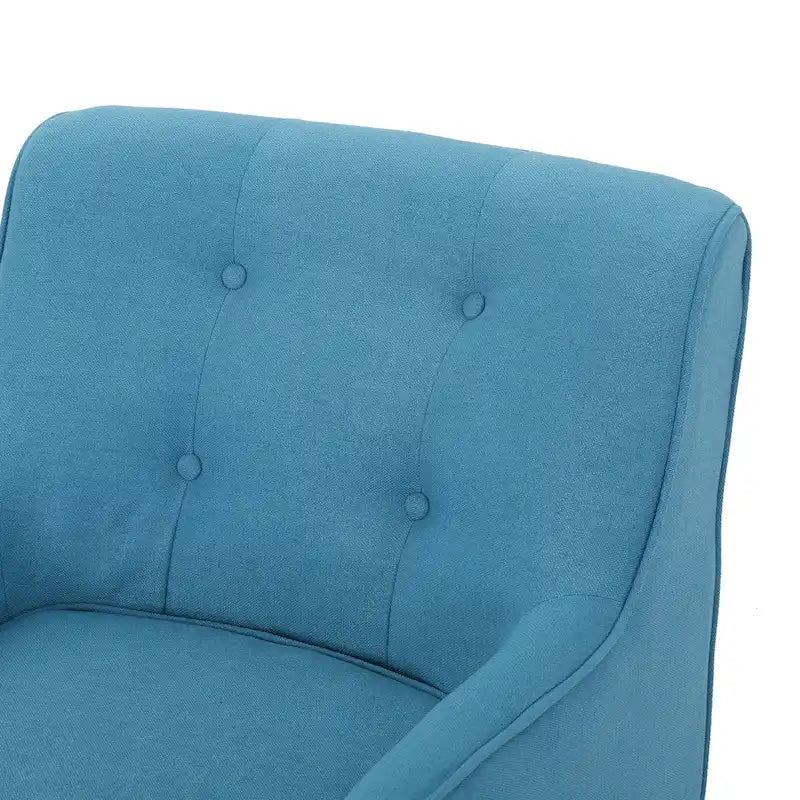 Moderner gepolsterter Armlehnstuhl 25 mit Knopfheftung und Gummiholzbeinen für das Wohnzimmer