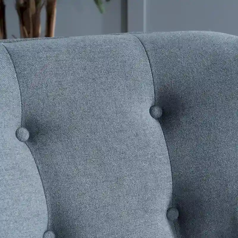 Moderner gepolsterter Armlehnstuhl 25 mit Knopfheftung und Gummiholzbeinen für das Wohnzimmer