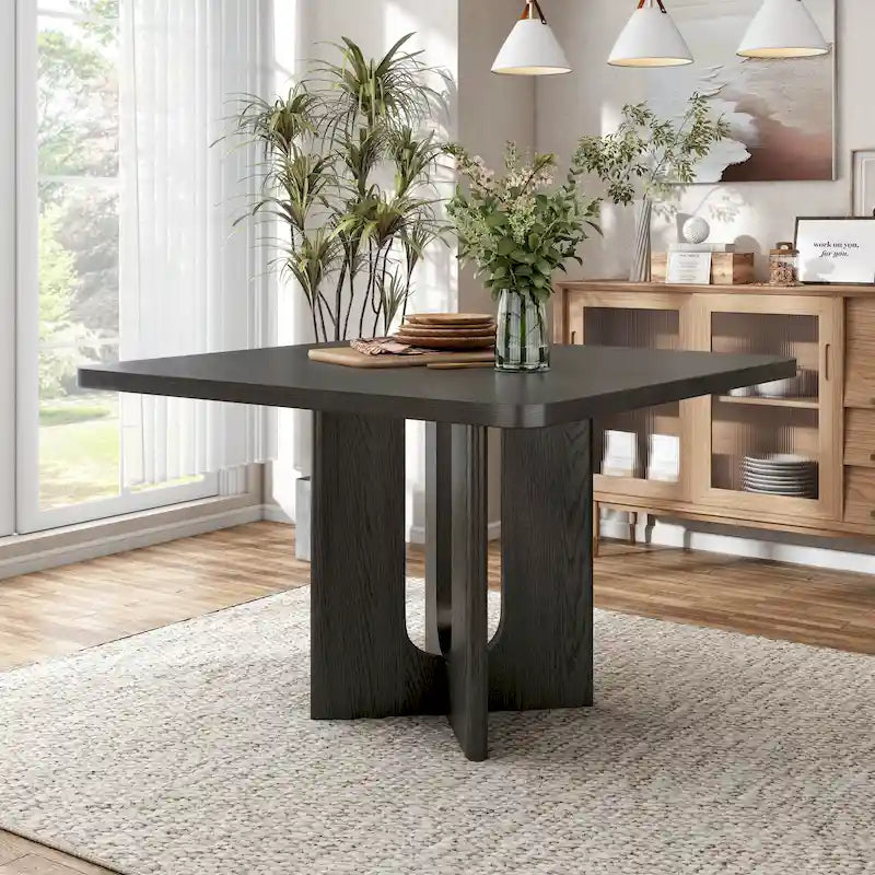 Table de salle à manger carrée moderne en bois massif de 54 pouces, hauteur comptoir