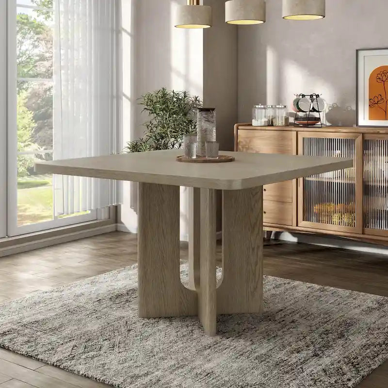 Table de salle à manger carrée moderne en bois massif de 54 pouces, hauteur comptoir