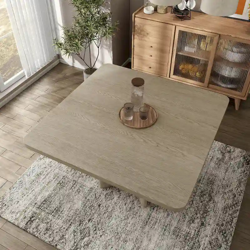 Moderner quadratischer Esstisch aus Massivholz in Thekenhöhe, 54 Zoll