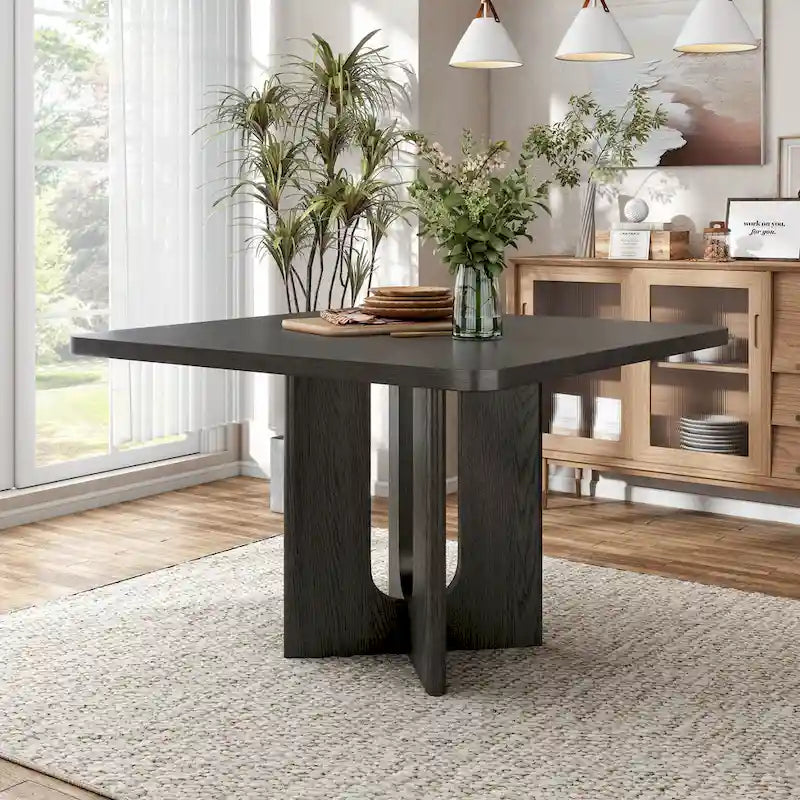 Moderner quadratischer Esstisch aus Massivholz in Thekenhöhe, 54 Zoll