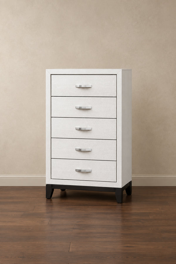 51 Tall Modern White Wood 5-drawer Storage Chest with Metal Pull