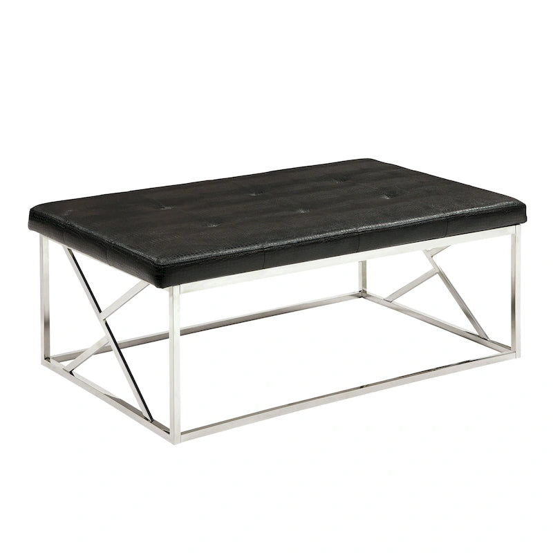 Modern Faux Leather Tufted Accent Bench by