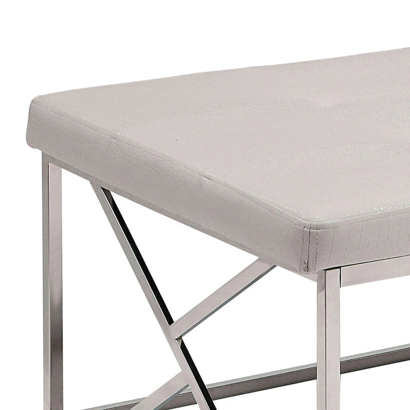 Modern Faux Leather Tufted Accent Bench by