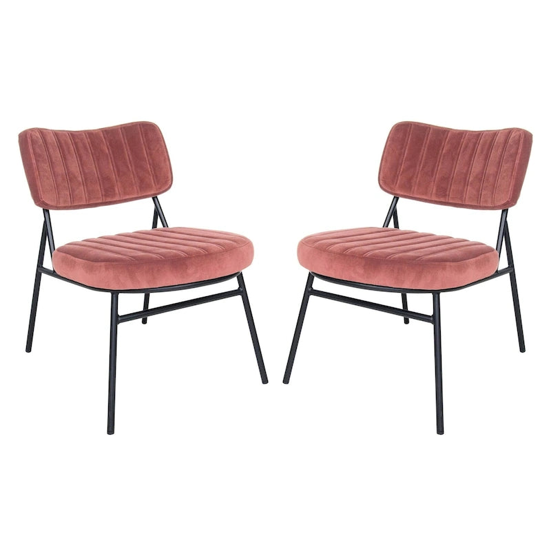 Set of 2 Velvet Accent Chairs with Velvet Upholstery & Sturdy Metal Frame for Home Office Lounge Living Room