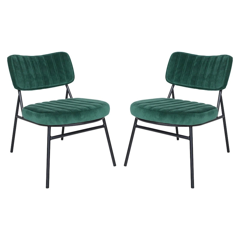 2er-Set Akzentstühle aus Samt mit Samtpolsterung und stabilem Metallgestell für Homeoffice, Lounge und Wohnzimmer