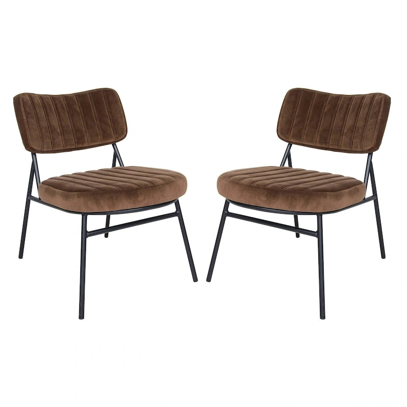 2er-Set Akzentstühle aus Samt mit Samtpolsterung und stabilem Metallgestell für Homeoffice, Lounge und Wohnzimmer