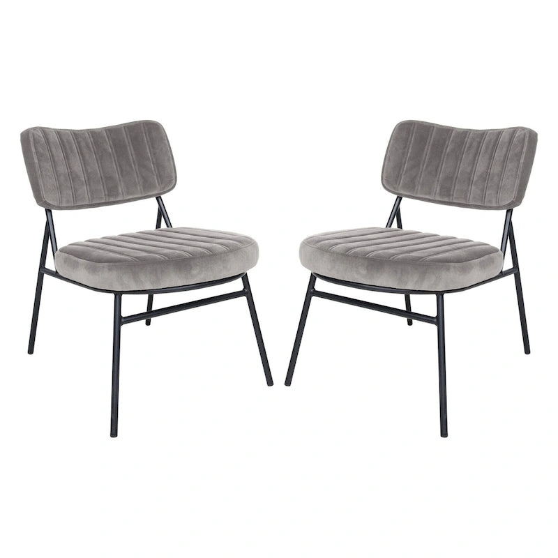 2er-Set Akzentstühle aus Samt mit Samtpolsterung und stabilem Metallgestell für Homeoffice, Lounge und Wohnzimmer