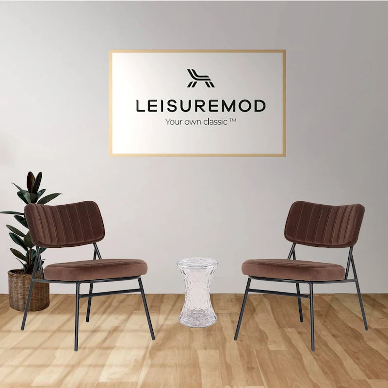 2er-Set Akzentstühle aus Samt mit Samtpolsterung und stabilem Metallgestell für Homeoffice, Lounge und Wohnzimmer