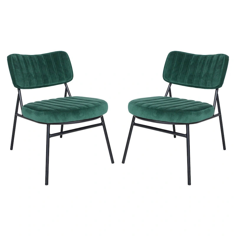 Set of 2 Velvet Accent Chairs with Velvet Upholstery & Sturdy Metal Frame for Home Office Lounge Living Room