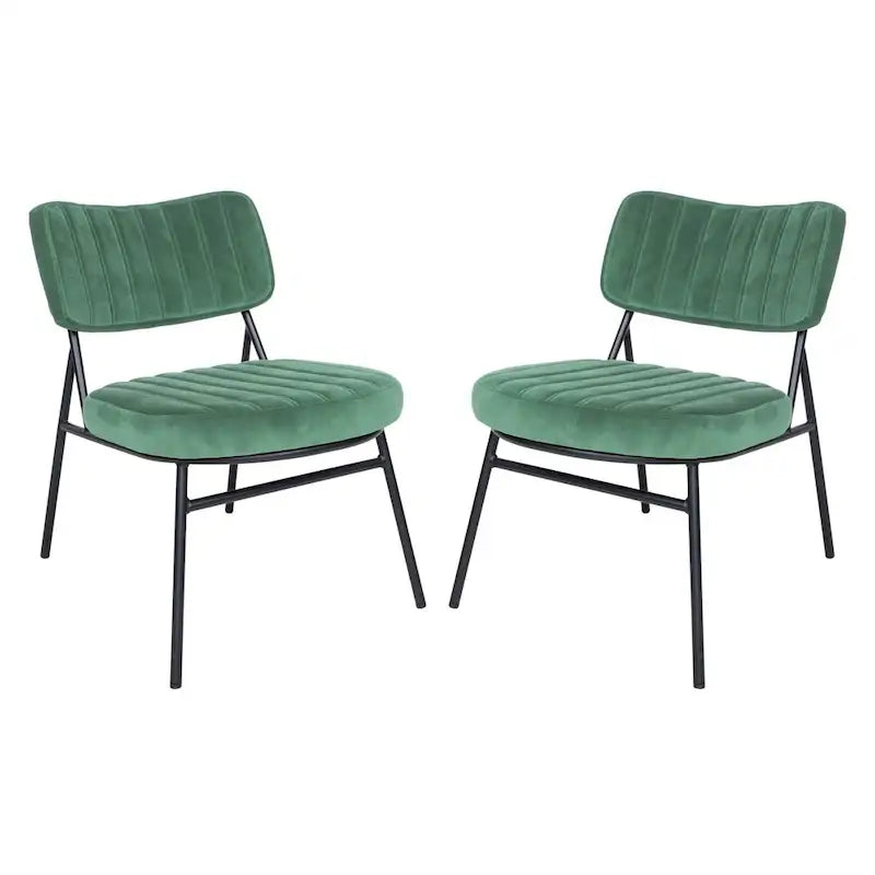 Set of 2 Velvet Accent Chairs with Velvet Upholstery & Sturdy Metal Frame for Home Office Lounge Living Room