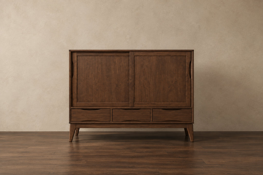 WYNDENHALL Pearson SOLID HARDWOOD 48 inch Wide Mid Century Modern Medium Storage Cabinet - 48w x 17d x 42 h