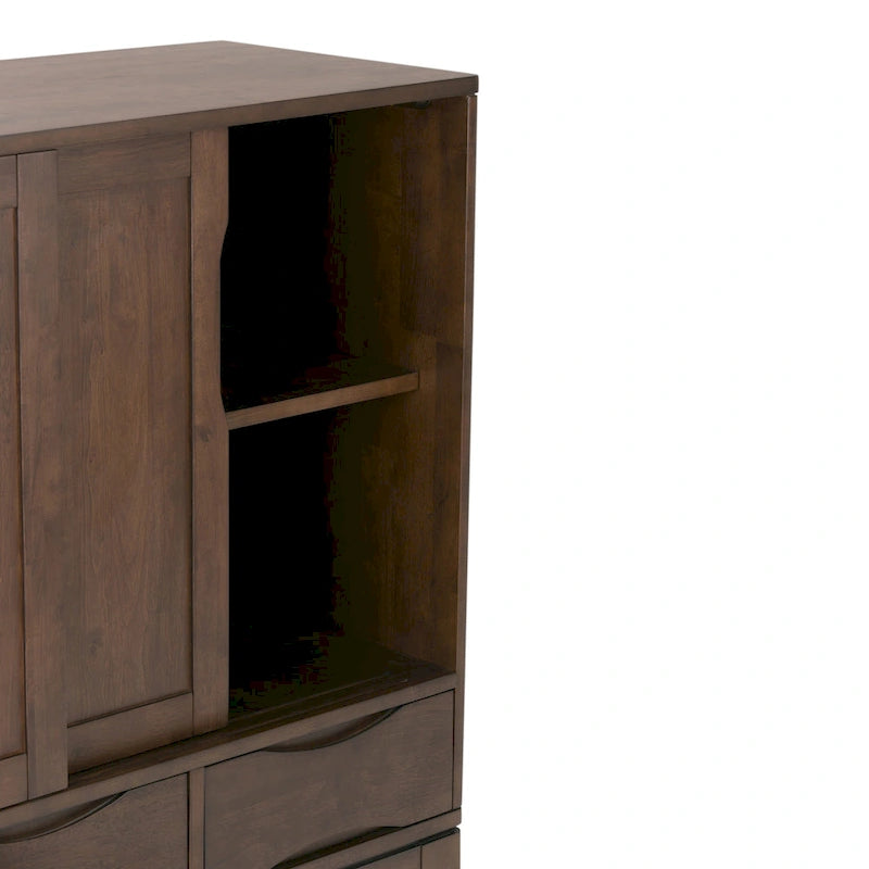 WYKONANA Z LITEGO DREWNA SZAFKA DO PRZECHOWYWANIA W STYLU MID-CENTURY MODERN, O SZEROKOŚCI 48 cali - 48w x 17d x 42 h