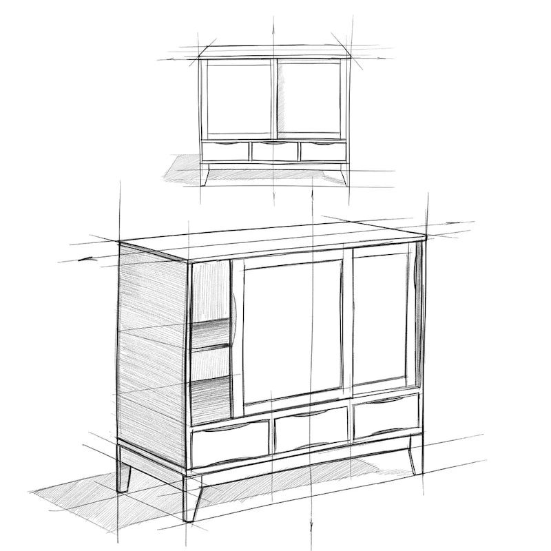 WYKONANA Z LITEGO DREWNA SZAFKA DO PRZECHOWYWANIA W STYLU MID-CENTURY MODERN, O SZEROKOŚCI 48 cali - 48w x 17d x 42 h