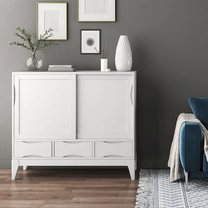 WYKONANA Z LITEGO DREWNA SZAFKA DO PRZECHOWYWANIA W STYLU MID-CENTURY MODERN, O SZEROKOŚCI 48 cali - 48w x 17d x 42 h