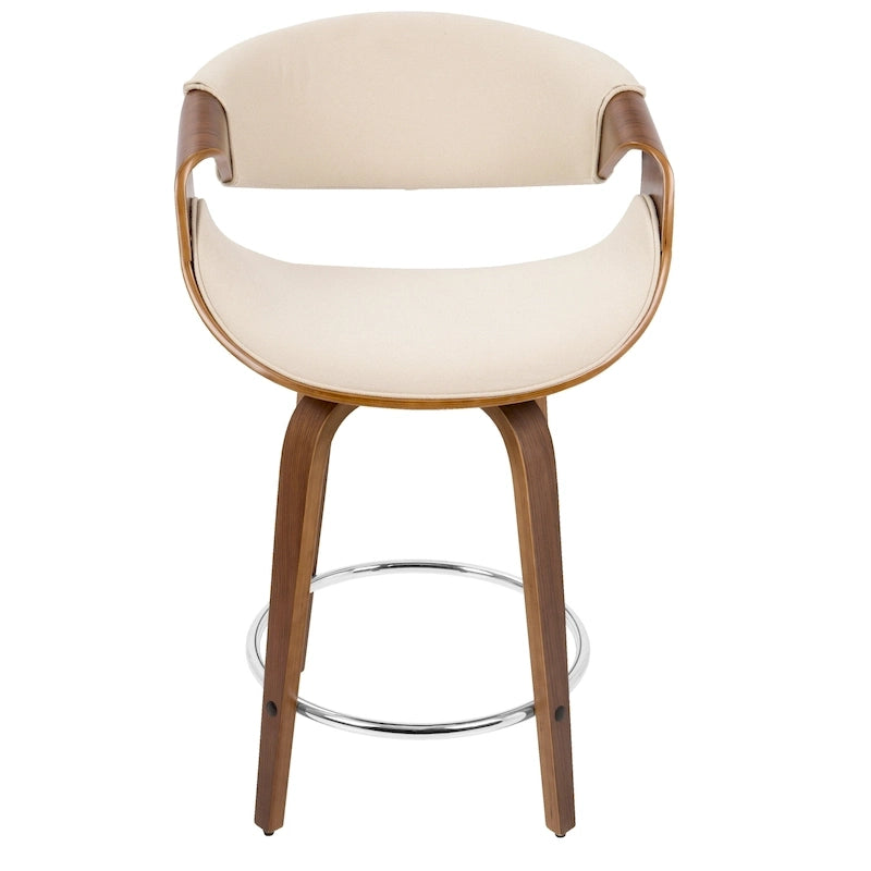 Tabourets de comptoir à hauteur fixe de 24, avec pieds en bois cintré et repose-pieds rond (lot de 2)