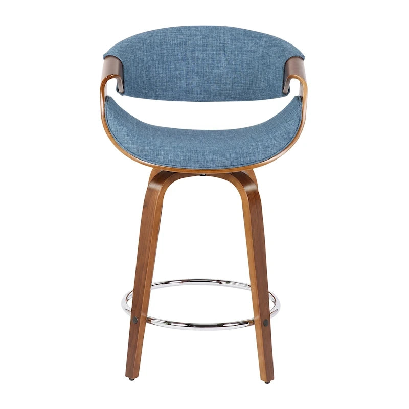 Tabourets de comptoir à hauteur fixe de 24, avec pieds en bois cintré et repose-pieds rond (lot de 2)