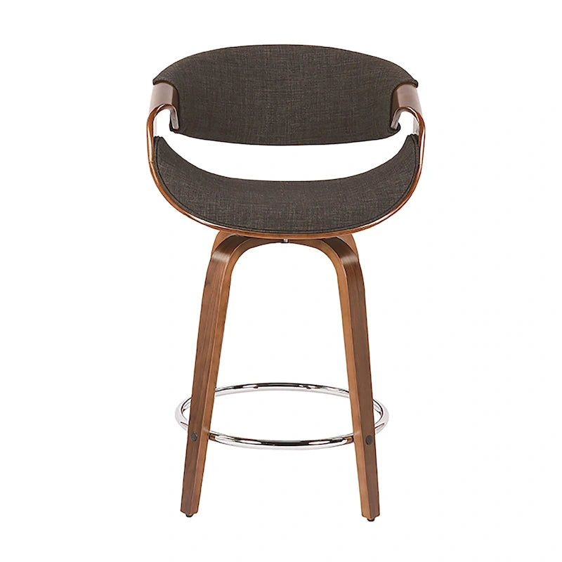 Tabourets de comptoir à hauteur fixe de 24, avec pieds en bois cintré et repose-pieds rond (lot de 2)