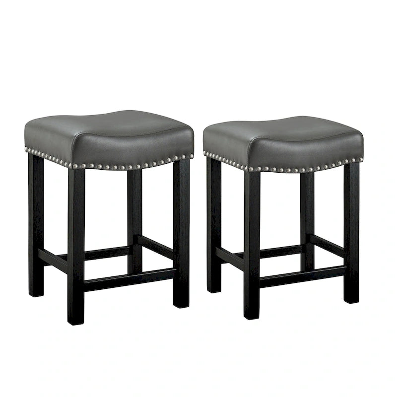 Tabourets de comptoir gris en similicuir - lot de 2