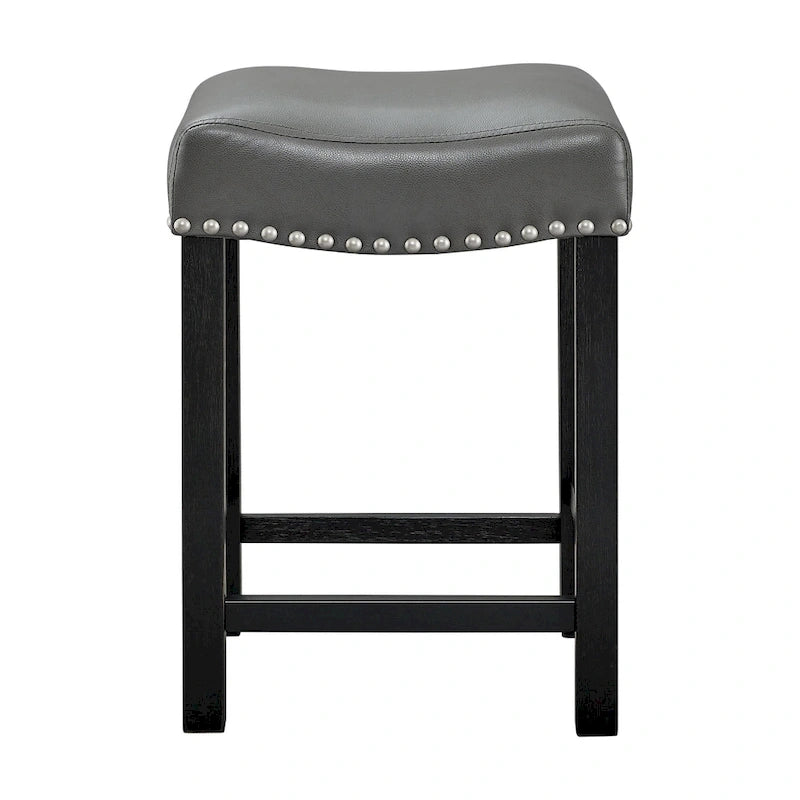 Tabourets de comptoir gris en similicuir - lot de 2