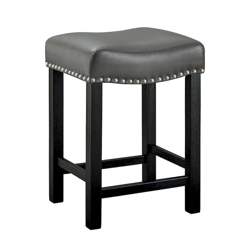 Tabourets de comptoir gris en similicuir - lot de 2