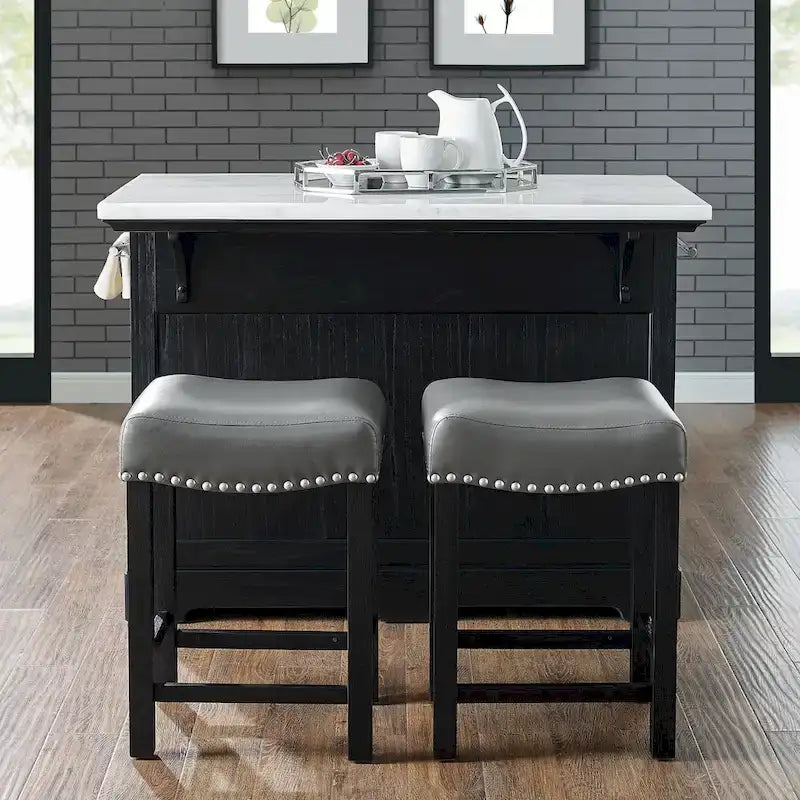 Tabourets de comptoir gris en similicuir - lot de 2