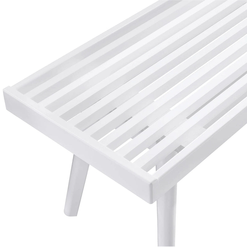 Banco ripado em madeira maciça, branco - 56.30W x 16.50D x 17.50H