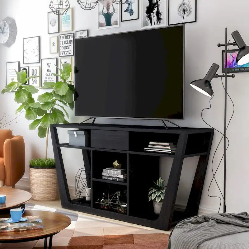 Dionte Modern 60-inch 6-Shelf 1-Drawer TV Console by Furniture of America