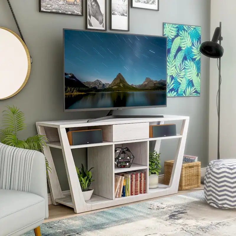 Meuble TV moderne à 6 étagères et 1 tiroir, 60 pouces, par