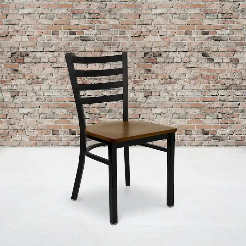 Ladder Back Metal Restaurant Chair - 16.5W x 17D x 32.25H - 16.5W x 17D x 32.25H