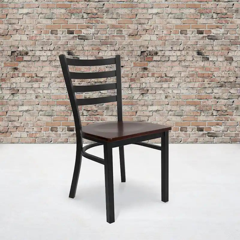 Metall-Restaurantstuhl mit Leiterlehne - 16.5W x 17D x 32.25H - 16.5W x 17D x 32.25H
