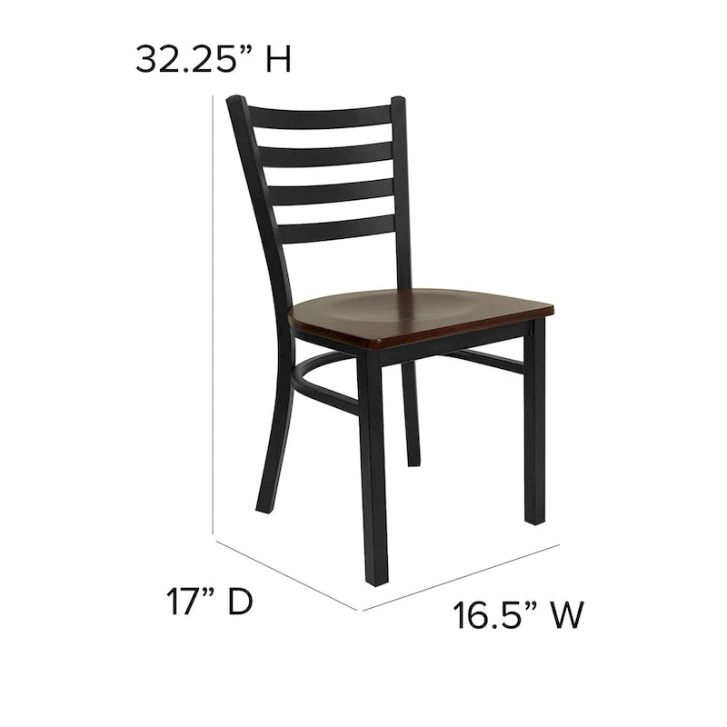 Ladder Back Metal Restaurant Chair - 16.5W x 17D x 32.25H - 16.5W x 17D x 32.25H